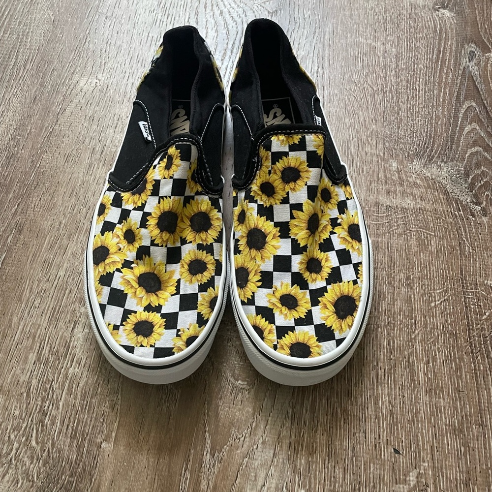Vans Black and Yellow Sunflower Checkered Sneakers